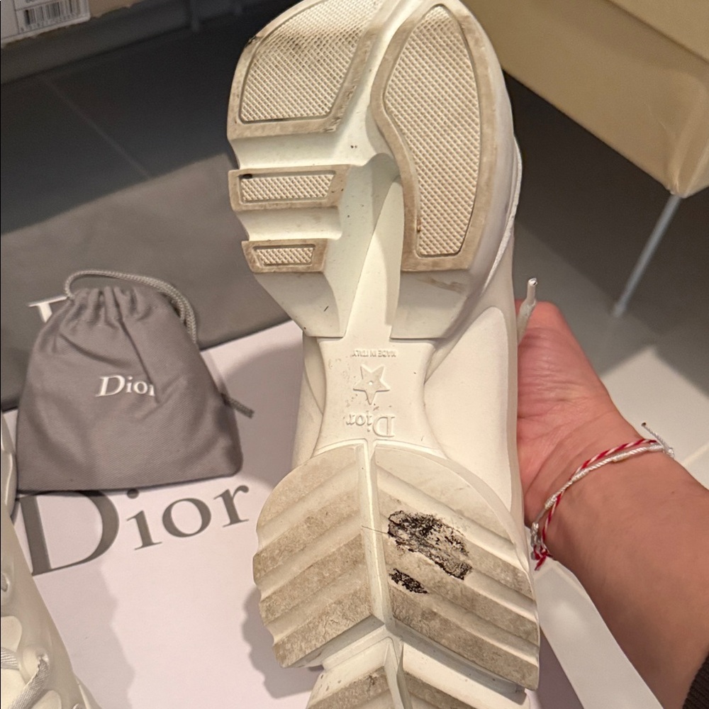 Dior Cream Lace-Up Chunky Sneakers - Picture 9 of 10